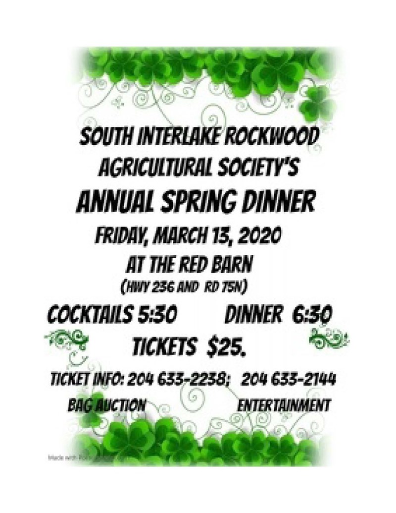 South Interlake Rockwood Ag Society - Annual Spring Dinner