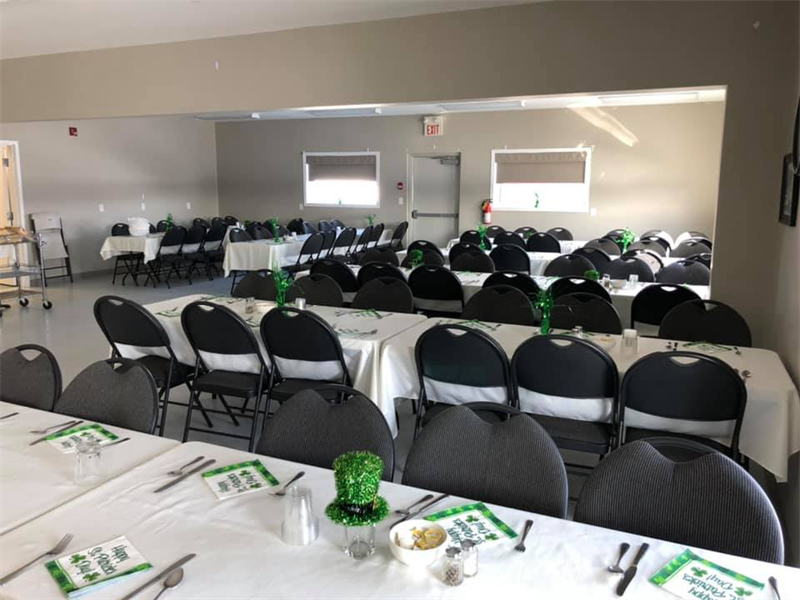 Table set up Inside the red barn